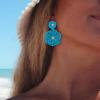 imageBriLove Bohemian Boho Flower Dangle Earrings for Women Exaggerated Hollow Flora Statement Earrings for Summer Refreshing Seaside Idyllic HolidayBlue GoldTone