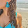 imageBriLove Bohemian Boho Flower Dangle Earrings for Women Exaggerated Hollow Flora Statement Earrings for Summer Refreshing Seaside Idyllic HolidayBlue GoldTone