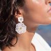 imageBriLove Bohemian Boho Flower Dangle Earrings for Women Exaggerated Hollow Flora Statement Earrings for Summer Refreshing Seaside Idyllic HolidayClear GoldTone