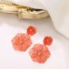imageBriLove Bohemian Boho Flower Dangle Earrings for Women Exaggerated Hollow Flora Statement Earrings for Summer Refreshing Seaside Idyllic HolidayOrange GoldTone