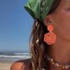 imageBriLove Bohemian Boho Flower Dangle Earrings for Women Exaggerated Hollow Flora Statement Earrings for Summer Refreshing Seaside Idyllic HolidayOrange GoldTone