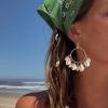 imageBriLove Bohemian Boho Handmade Natural Sea Shell Rhinestone Collar Necklace Earrings Jewelry Set for Women Summer Beach AccessoriesShell Collar