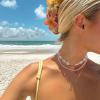 imageBriLove Bohemian Boho Handmade Simulated Pearls Natural Sea Shell Starfish Layered Collar Necklace for Women Summer Beach AccessoriesLayered Collar Pink