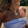 imageBriLove Chunky Gold Necklace for Women Charm Trendy Sun Moon Circle Flower Heart Choker Pendants Necklaces for Summer Beach Accessories Hip Hop GiftSun Flower