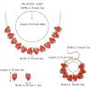 imageBriLove Cute Funny Strawberry Jewelry for WomenEnamel Necklace Earrings Bracelet Set Charm Fruit Jewellery for Summer Beach Holiday AccessoriesRuby Color GoldTone