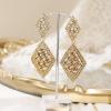 imageBriLove Gorgeous Sparkly Full Rhinestone Prismatic Statement Dangle Drop Earrings for Women Wedding Bridal Party Prom Jewelry AccessoriesChampagne GoldTone