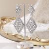 imageBriLove Gorgeous Sparkly Full Rhinestone Prismatic Statement Dangle Drop Earrings for Women Wedding Bridal Party Prom Jewelry AccessoriesClear SilverTone