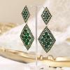 imageBriLove Gorgeous Sparkly Full Rhinestone Prismatic Statement Dangle Drop Earrings for Women Wedding Bridal Party Prom Jewelry AccessoriesEmerald Color GoldTone