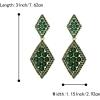 imageBriLove Gorgeous Sparkly Full Rhinestone Prismatic Statement Dangle Drop Earrings for Women Wedding Bridal Party Prom Jewelry AccessoriesEmerald Color GoldTone