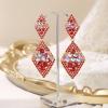 imageBriLove Gorgeous Sparkly Full Rhinestone Prismatic Statement Dangle Drop Earrings for Women Wedding Bridal Party Prom Jewelry AccessoriesRuby Color GoldTone