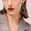 imageBriLove Gorgeous Sparkly Rhinestone Teardrop Infinity Figure 8 Shape Statement Dangle Drop Earrings for Women Wedding Bridal Party Prom Jewelry AccessoriesGrey BlackTone