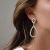 imageBriLove Gorgeous Sparkly Rhinestone Teardrop Infinity Figure 8 Shape Statement Dangle Drop Earrings for Women Wedding Bridal Party Prom Jewelry AccessoriesClear SilverTone