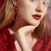 imageBriLove Gorgeous Sparkly Rhinestone Teardrop Infinity Figure 8 Shape Statement Dangle Drop Earrings for Women Wedding Bridal Party Prom Jewelry AccessoriesRuby Color RedTone