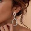 imageBriLove Gorgeous Sparkly Rhinestone Teardrop Infinity Figure 8 Shape Statement Dangle Drop Earrings for Women Wedding Bridal Party Prom Jewelry AccessoriesClear SilverTone