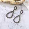 imageBriLove Gorgeous Sparkly Rhinestone Teardrop Infinity Figure 8 Shape Statement Dangle Drop Earrings for Women Wedding Bridal Party Prom Jewelry AccessoriesGrey BlackTone
