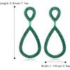 imageBriLove Gorgeous Sparkly Rhinestone Teardrop Infinity Figure 8 Shape Statement Dangle Drop Earrings for Women Wedding Bridal Party Prom Jewelry AccessoriesEmerald Color GreenTone