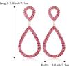 imageBriLove Gorgeous Sparkly Rhinestone Teardrop Infinity Figure 8 Shape Statement Dangle Drop Earrings for Women Wedding Bridal Party Prom Jewelry AccessoriesFuchsia GoldTone