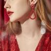 imageBriLove Gorgeous Sparkly Rhinestone Teardrop Infinity Figure 8 Shape Statement Dangle Drop Earrings for Women Wedding Bridal Party Prom Jewelry AccessoriesRuby Color RedTone