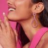 imageBriLove Gorgeous Sparkly Rhinestone Teardrop Infinity Figure 8 Shape Statement Dangle Drop Earrings for Women Wedding Bridal Party Prom Jewelry AccessoriesFuchsia GoldTone