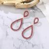 imageBriLove Gorgeous Sparkly Rhinestone Teardrop Infinity Figure 8 Shape Statement Dangle Drop Earrings for Women Wedding Bridal Party Prom Jewelry AccessoriesFuchsia GoldTone