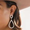 imageBriLove Gorgeous Sparkly Rhinestone Teardrop Infinity Figure 8 Shape Statement Dangle Drop Earrings for Women Wedding Bridal Party Prom Jewelry AccessoriesClear GoldTone