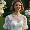 imageBriLove Gorgeous Wedding Jewelry Set for Women Stunning Shiny Rhinestone Crystal Marquise Leaf Cluster Statement Necklace Dangle Drop Earrings for Wedding Party Prom AccessoriesClear SilverTone