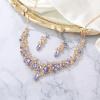 imageBriLove Gorgeous Wedding Jewelry Set for Women Stunning Shiny Rhinestone Crystal Marquise Leaf Cluster Statement Necklace Dangle Drop Earrings for Wedding Party Prom AccessoriesLight Purple GoldTone