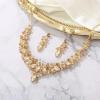 imageBriLove Gorgeous Wedding Jewelry Set for Women Stunning Shiny Rhinestone Crystal Marquise Leaf Cluster Statement Necklace Dangle Drop Earrings for Wedding Party Prom AccessoriesChampagne GoldTone