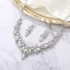 imageBriLove Gorgeous Wedding Jewelry Set for Women Stunning Shiny Rhinestone Crystal Marquise Leaf Cluster Statement Necklace Dangle Drop Earrings for Wedding Party Prom AccessoriesClear SilverTone
