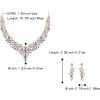 imageBriLove Gorgeous Wedding Jewelry Set for Women Stunning Shiny Rhinestone Crystal Marquise Leaf Cluster Statement Necklace Dangle Drop Earrings for Wedding Party Prom AccessoriesLight Purple GoldTone