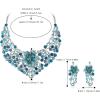 imageBriLove Shiny Bling Rhinestones Butterfly Statement Necklace Dangle Drop Earrings Jewelry Set for Women Summer Holiday Costume Prom AccessoriesBlue Topaz SilverTone