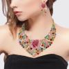 imageBriLove Shiny Bling Rhinestones Butterfly Statement Necklace Dangle Drop Earrings Jewelry Set for Women Summer Holiday Costume Prom AccessoriesColorful GoldTone