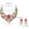 imageBriLove Shiny Bling Rhinestones Butterfly Statement Necklace Dangle Drop Earrings Jewelry Set for Women Summer Holiday Costume Prom AccessoriesColorful GoldTone