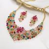 imageBriLove Shiny Bling Rhinestones Butterfly Statement Necklace Dangle Drop Earrings Jewelry Set for Women Summer Holiday Costume Prom AccessoriesColorful GoldTone
