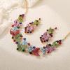 imageBriLove Shiny Bling Rhinestones Butterfly Statement Necklace Dangle Drop Earrings Jewelry Set for Women Summer Holiday Costume Prom AccessoriesMulticolor GoldTone