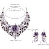 imageBriLove Shiny Bling Rhinestones Butterfly Statement Necklace Dangle Drop Earrings Jewelry Set for Women Summer Holiday Costume Prom AccessoriesPurple SilverTone