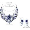 imageBriLove Shiny Bling Rhinestones Butterfly Statement Necklace Dangle Drop Earrings Jewelry Set for Women Summer Holiday Costume Prom AccessoriesSapphire Color SilverTone