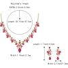 imageBriLove Womens Wedding Jewelery Set Leaf Flower Crystal Teardrop Marquise Cluster Pendant Necklace Dangle Earrings for Bridal PartyHot Pink GoldTone