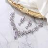 imageBriLove Womens Wedding Jewelery Set Leaf Flower Crystal Teardrop Marquise Cluster Pendant Necklace Dangle Earrings for Bridal PartyLight Purple SilverTone