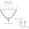 imageBriLove Womens Wedding Jewelery Set Leaf Flower Crystal Teardrop Marquise Cluster Pendant Necklace Dangle Earrings for Bridal PartyLight Purple SilverTone