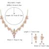 imageBriLove Womens Wedding Jewelery Set Leaf Flower Crystal Teardrop Marquise Cluster Pendant Necklace Dangle Earrings for Bridal PartyPink GoldTone