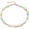 imageBriLove Baroque Freshwater Cultured Pearl Necklace for Women Gorgeous Elegant Real Pearls Choker Strand Necklaces for Wedding Outfit Party Prom GiftMulticolor Beaded