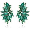 imageBriLove Gorgeous Sparkly Rhinestone Marquise Statement Dangle Drop Earrings for Women Bride Bridesmaid Wedding Party Prom Jewelry AccessoriesEmerald Color GoldTone