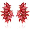 imageBriLove Gorgeous Sparkly Rhinestone Marquise Statement Dangle Drop Earrings for Women Bride Bridesmaid Wedding Party Prom Jewelry AccessoriesRuby Color GoldTone