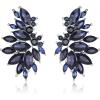 imageBriLove Gorgeous Sparkly Rhinestone Marquise Statement Dangle Drop Earrings for Women Bride Bridesmaid Wedding Party Prom Jewelry AccessoriesSapphire Color SilverTone