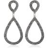 imageBriLove Gorgeous Sparkly Rhinestone Teardrop Infinity Figure 8 Shape Statement Dangle Drop Earrings for Women Wedding Bridal Party Prom Jewelry AccessoriesGrey BlackTone