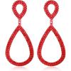 imageBriLove Gorgeous Sparkly Rhinestone Teardrop Infinity Figure 8 Shape Statement Dangle Drop Earrings for Women Wedding Bridal Party Prom Jewelry AccessoriesRuby Color RedTone
