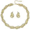 imageBriLove Shiny Bling Rhinestones Leaf Statement Necklace Dangle Drop PiercedClipon Earrings Jewelry Set for Costume Party Prom AccessoriesPierced
