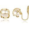 imageBriLove Trendy Gold Pearl Earrings for WomenClassic Fashion Round Caged Small Simulated Pearl Stud Earrings Bride JewelryClipOn