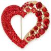 imageBriLove Vintage Bling Red Love Heart Austrian Crystal Brooch Broach Pin for Women Party Prom Accesssories Ruby Color GoldTone